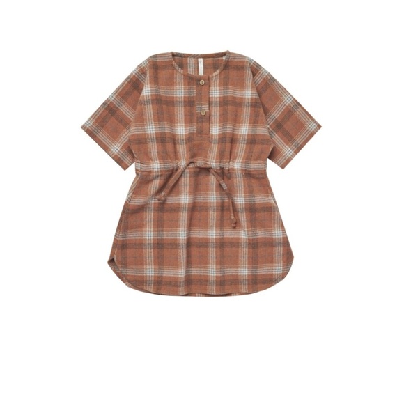 NWT RYLEE + CRU ELENI DRESS / BROWN PLAID 6-7 - Picture 4 of 9